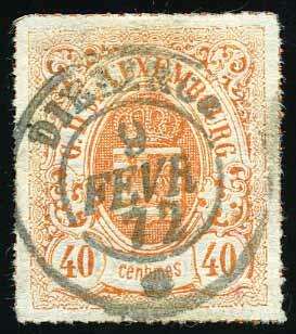 40c. orange. cancelled DIEKIRCH. Very Fine. (Estimate 80€)
