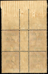 10c. red. Block of 4 with inter panel without vintage, Top sheet ...