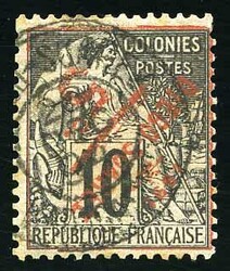 5c. on 10. black or lilac. Reversed overload. Very Fine. (Estimate ...