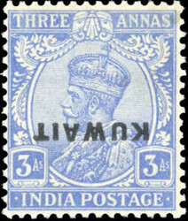 3a. blue. Overprint inverted. VF. Automatisch generierte ...