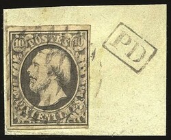 10c. black-grey from the 10th printing (22.12.1857) cancelled Losange ...