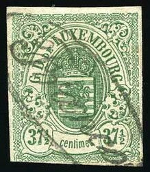 37 1/2 green. Obl Franco in an oval. Small thinner. Very Fine. ...