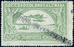 Airmail. 30c. on 50c. Black triple overload. Original Fold but Very ...