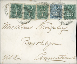 13.10.2025: Lot withdrawn!Chilean stamps n°19-20 + 21x3. cancelled ...