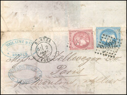20c. Lauré + 80c. Bordeaux obl. GC 2302 s/lettre en provenance de ...