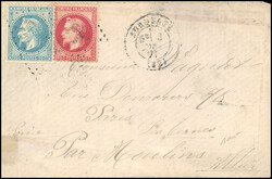 20c. + 80c. lauré (timbres rajoutés, suite immersion) s/lettre ...