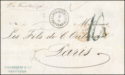KUSTEImperforateJE. Letter from CONSTANTINOPLE stamped with the Post ...