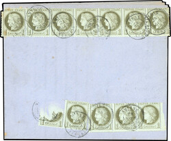 SMYRNA. 1c. Ceres, 1 baImperforatee of 7 + 1 baImperforatee of 3 + 1 ...