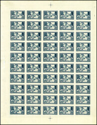 1F.50 + 8F.50. Work. Sheet of 50 specimens with Types I, II and III ...
