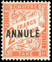 Tax stamps. 2F. red-orange. Superfine. (Estimate 900€)