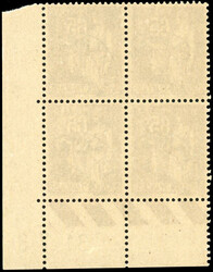 65c. Purple-brown Peace type. Block of 4. Full corner of sheet dated ...