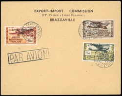 Airmail. 1F.50 black and olive-yellow + 3F.75 brown-red and ...
