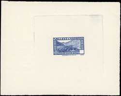 Workshop proof, in blue, of the worthless engraving in the cartouche. ...