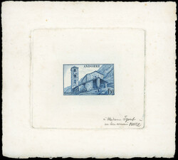 Artist's proof of the 1F.50 in blue. Chapel of St-Jean de Caselles. ...