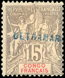 15c. grey overload of the U.P.U. "ULTRAMAR" in blue. Very Fine