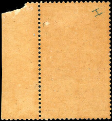 75c. bistre and blue. Quadruple black and red overload. Sheet margin. ...