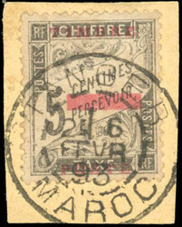 5c. black cancelled on fragment stamped with the TANGIER Post mark of ...