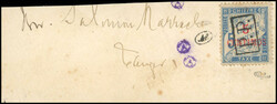 5c. on 5c. blue. ''PP'' from bottom to top on letter to TANGIER. Very ...