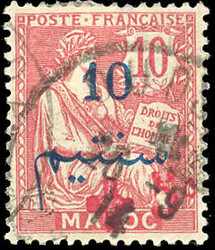 +5c. on 10c. rose. cancelled Very Fine. (Estimate 1800€)