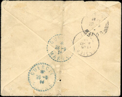 +5c. on 10c. red cancelled on letter stamped with the beaded Post ...