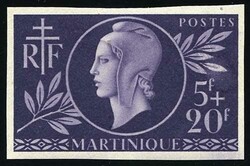 5F. + 20F. MUTUAL AID. Imperforate. Superfine. (Estimate 350€)