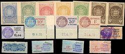 Postal Fiscal Revenues. Small set of 4 stamps of Receipts from 1918, ...