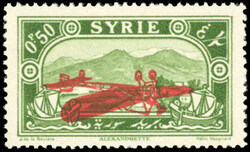 Airmail. 0ft.50 green-yellow. Reverse overprint at the bottom of the ...