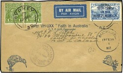 7d. light blue + AUSTRALIA SG#76 used on letter from ...