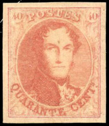 40c. Vermilion. Type medallion arroImperforatei. Without watermark. ...