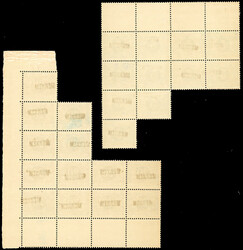 Tax stamps. + TX6A x 13. 5c. green, block 11, Top sheet margin + 20c. ...