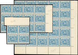 Tax stamps. 30c. Ultramarine. Modified type of 1895. 41 copies: block ...