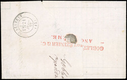 5c. pale green on blue x 5 cancelled GC 105 on letter stamped with ...