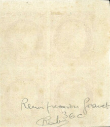 10c. bistre-jaune. Block of 4. Reprint Granet. Imperforate. Corner of ...
