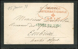 Letter stamped with the red stamp "INTERNATIONAL RED CROSS AGENCY ...