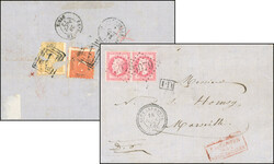 ALEXAImperforateRETTE. Pair of the 80c. Lauré, cancelled GC 3079 on ...