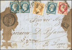 METELIN. 10c. + 20c. x 3 + 80c. Empire Non Perforated cancelled PC ...