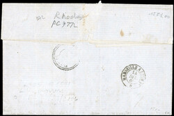 RHODES. 10c. + 40c. Empire, PC 3772 on letter stamped with the beaded ...