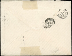 Stamp of MAURITIUS. Pair of the 16c. on 17c. rose cancelled B53 on ...