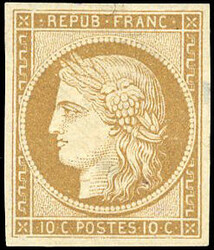 10c. bistre-jaune. Very Fine. (Estimate 950€)
