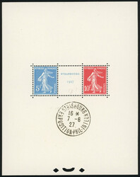 Strasbourg Exhibition Block. With the stamp of the exhibition outside ...