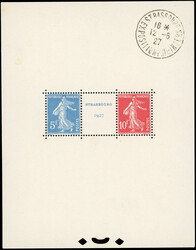Strasbourg Exhibition sheet with stamp of the exhibition of 12 June ...