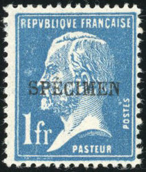 + 175 CI1 + 177 CI1 + 179 CI1. Pasteur series surch. ''SPECIMEN''. ...