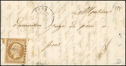 10c. bistre-jaune cancelled PC 2488 on letter from BRIVES on CHARENTE ...