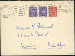CHERBOURG. 60C Horizontal Pair. Violet variety (printing defect on ...