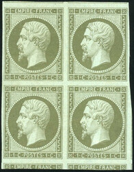1tsp. olive. Block of 4. Trace of hinge on the pair Superbérieure. ...