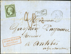 1c. olive cancelled lozenge on letter stamped with the Post mark of ...