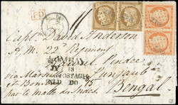 Pair of the 40c. bistre-yellow + pair of 10c. orange cancelled PC ...