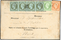 BaImperforatee of 4 of the 1c. olive + 5c. green + 40c. orange ...