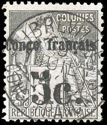5c. on 1c. black. cancelled centrale. SuperFine. (Estimate 180€)