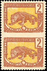 2c. brown and yellow. Pair. Not serrated horizontally. SuperFine. ...
